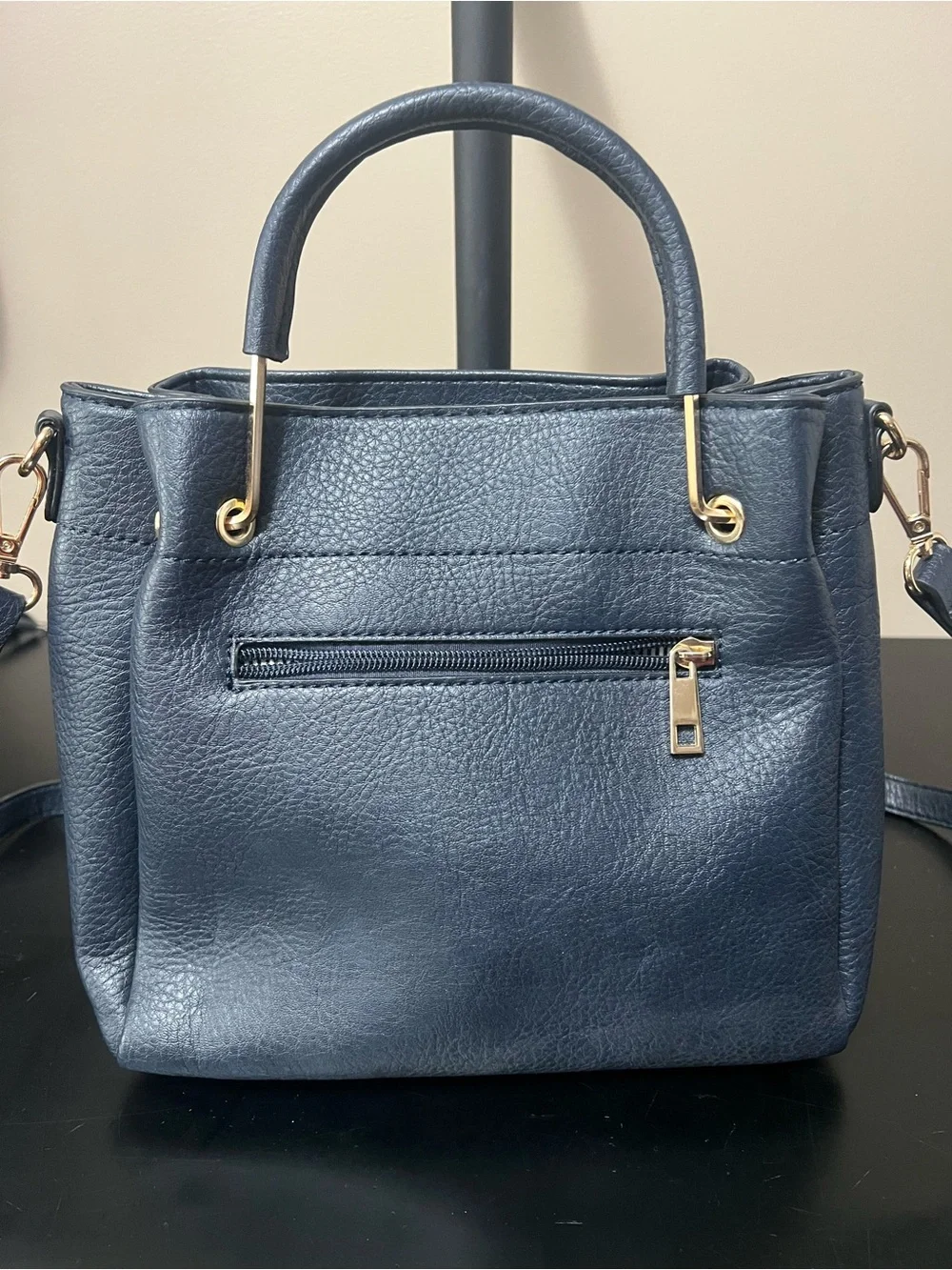 Women’s Navy Crossbody Tote Handbag - Gold Hardware